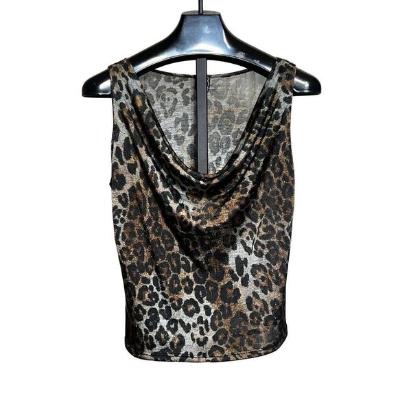 Clara Sun Woo Leopard Print 2pc Long Sleeve Tunic Set with Tank Size Medium - Picture 3 of 4